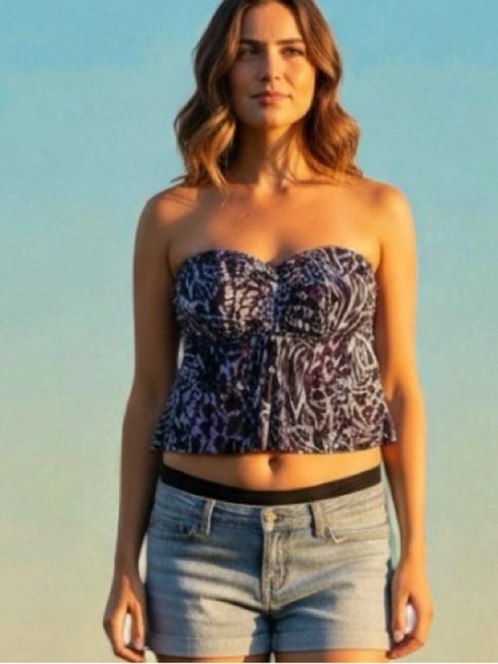 Aqua Green Xl Crop Top Straps Included Sheer Flowy ~18”long - Picture 12 of 12